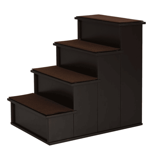 PawHut Escada para Animais de Estimação de 4 Degraus Escada para Cães e Gatos com Tapetes Antideslizantes Removíveis Carga 30 kg para Cama Sofá 40x59x54,2 cm Marrom Escuro