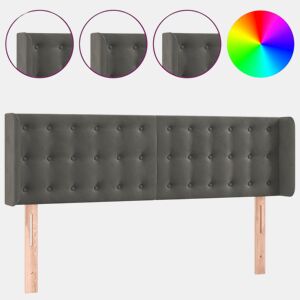 vidaXL Cabeceira cama c luzes LED veludo 147x16x7888cm cinza-escuro