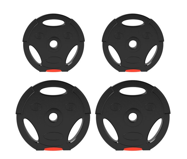 Sportnow juego de discos pesas de 4 piezas discos de pesas total 30 kg 2x10 kg 2x5 kg con orificios de 25 mm para mancuernas barras entrenamiento casa gimnasio
