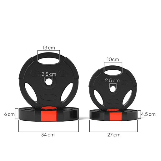 SPORTNOW Conjunto de Discos de Pesos de 4 Peças Discos de Pesos 2x10 kg e 2x5 kg com Orifícios de 2,5 cm para Treino Fitness em Casa Ginásio Preto