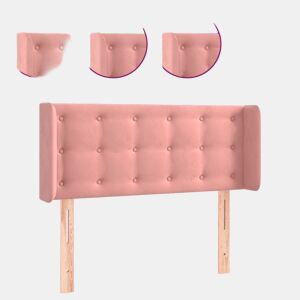 vidaXL Cabeceira de cama c luzes LED veludo 83x16x7888 cm rosa