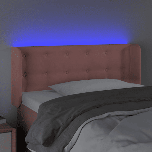 vidaXL Cabeceira de cama c luzes LED veludo 83x16x7888 cm rosa