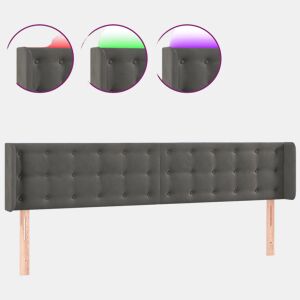 vidaXL Cabeceira cama c luzes LED veludo 203x16x7888cm cinza-escuro