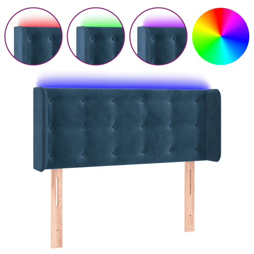 vidaXL Cabeceira de cama c luzes LED veludo 83x16x7888cm azul-escuro