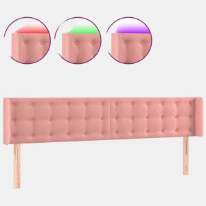 vidaXL Cabeceira de cama c luzes LED veludo 203x16x7888 cm rosa