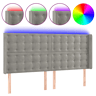 vidaXL Cabeceira cama c luzes LED veludo 163x16x118128cm cinza-claro