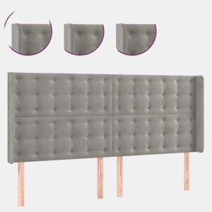 vidaXL Cabeceira cama c luzes LED veludo 163x16x118128cm cinza-claro
