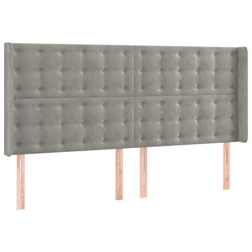 vidaXL Cabeceira cama c luzes LED veludo 163x16x118128cm cinza-claro