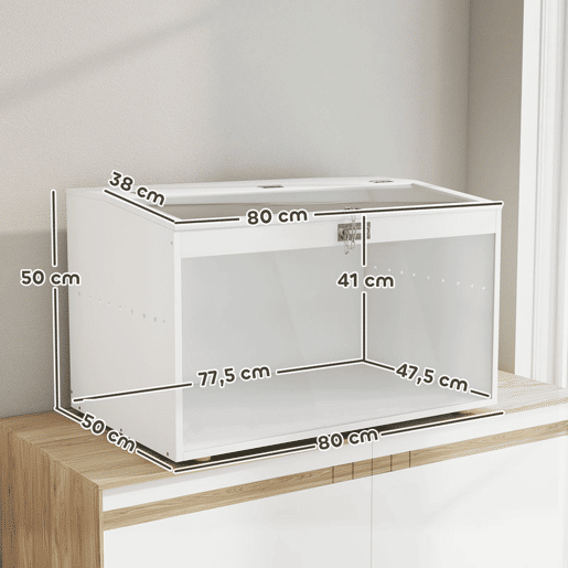 PawHut Gaiola para Hamster Casa para Animais Pequenos com Tampa Abatível e Janela de Acrílico Transparente para Hamsters Anões e Gerbos Pequenos 80x50x50 cm Branco