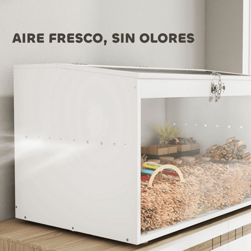 PawHut Gaiola para Hamster Casa para Animais Pequenos com Tampa Abatível e Janela de Acrílico Transparente para Hamsters Anões e Gerbos Pequenos 80x50x50 cm Branco
