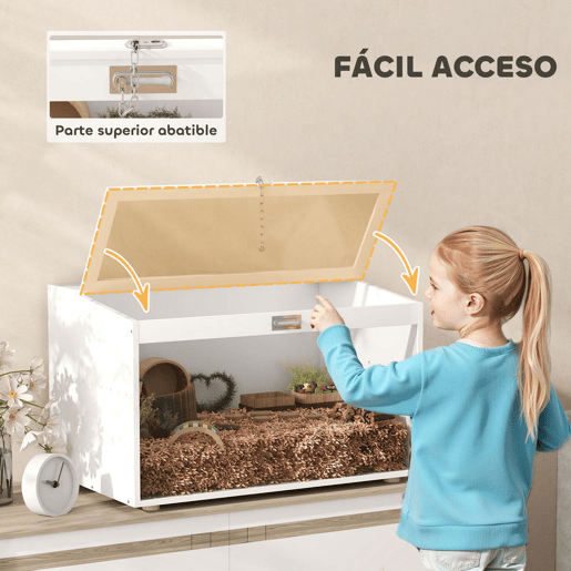 PawHut Gaiola para Hamster Casa para Animais Pequenos com Tampa Abatível e Janela de Acrílico Transparente para Hamsters Anões e Gerbos Pequenos 80x50x50 cm Branco