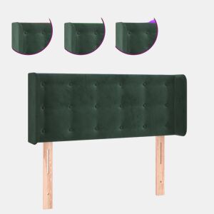 vidaXL Cabeceira cama c luzes LED veludo 83x16x7888 cm verde-escuro