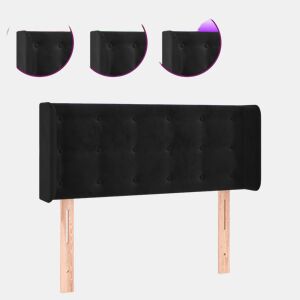 vidaXL Cabeceira de cama c luzes LED veludo 93x16x7888 cm preto