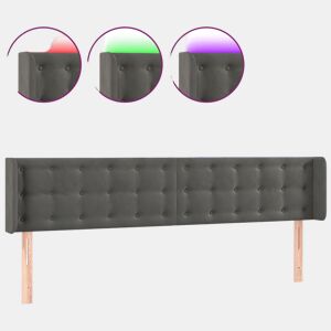 vidaXL Cabeceira cama c luzes LED veludo 183x16x7888cm cinza-escuro