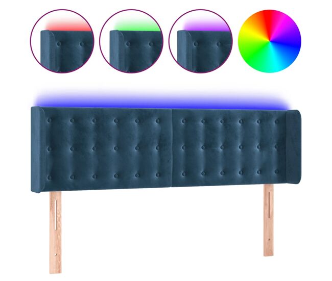 Vidaxl cabecero con led de terciopelo azul oscuro 147x16x78/88 cm