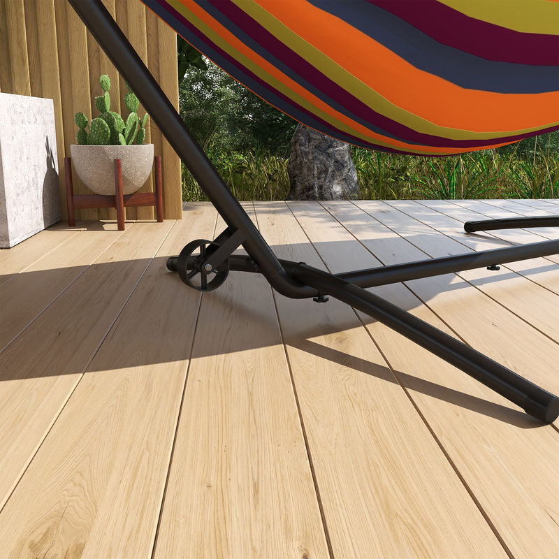 Outsunny Soporte Para Hamaca Ajustable 313-388 Cm – Estructura De Metal Resistente (120 Kg) Para Jardín Y Terraza