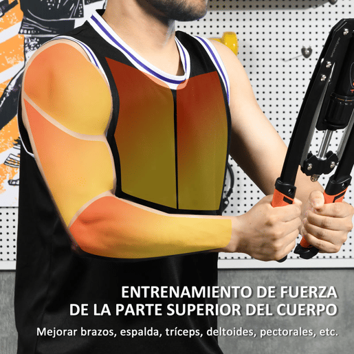 SPORTNOW Extensor de Peito Extensor Ajustável Exercitador de Tensores Musculação com Resistência Ajustável 10-200 kg para Treino em Casa Escritório e Viagem 43x16x5 cm Preto