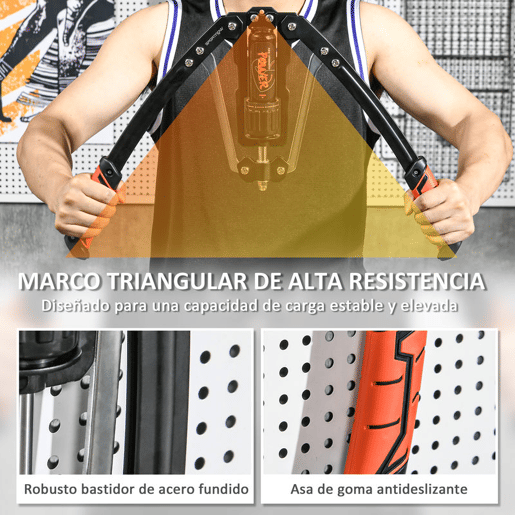 SPORTNOW Extensor de Peito Extensor Ajustável Exercitador de Tensores Musculação com Resistência Ajustável 10-200 kg para Treino em Casa Escritório e Viagem 43x16x5 cm Preto