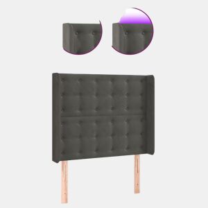 vidaXL Cabeceira de cama c LED veludo 103x16x118128 cm cinza-escuro