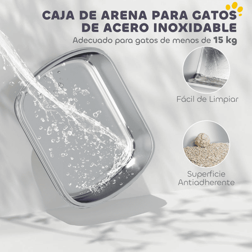PawHut Caixa de Areia para Gatos Coberto Extra Grande Caixa de Areia Fechada com Bandejaem Aço Inoxidável Bordas Altas Pá Degrau Zona para Queda de Areia para Gatos Grandes 53x42x27 cm Cinzento