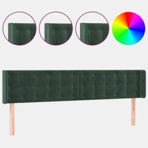 vidaXL Cabeceira cama c luzes LED veludo 183x16x7888 cm verde-escuro