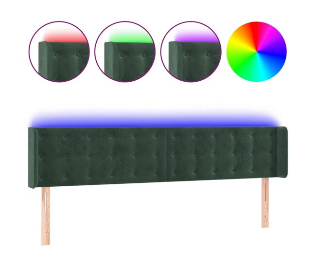 Vidaxl cabecero con led de terciopelo verde oscuro 183x16x78/88 cm