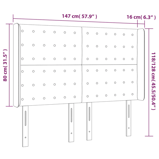 vidaXL Cabeceira cama c luzes LED veludo 147x16x118128cm azul-escuro