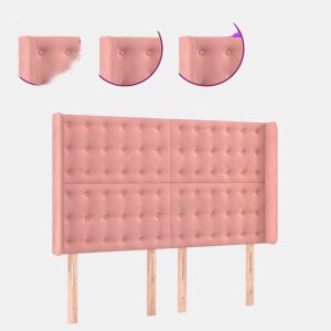 vidaXL Cabeceira de cama c luzes LED veludo 147x16x118128 cm rosa