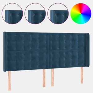 vidaXL Cabeceira cama c luzes LED veludo 183x16x118128cm azul-escuro