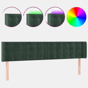 vidaXL Cabeceira cama c luzes LED veludo 203x16x7888 cm verde-escuro