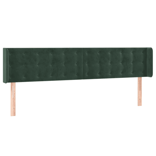 vidaXL Cabeceira cama c luzes LED veludo 203x16x7888 cm verde-escuro