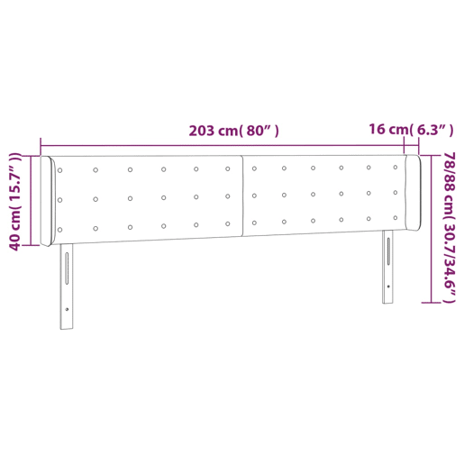 vidaXL Cabeceira cama c luzes LED veludo 203x16x7888 cm verde-escuro