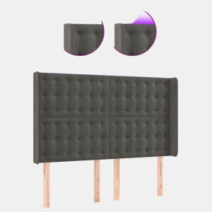 vidaXL Cabeceira de cama c LED veludo 147x16x118128 cm cinza-escuro