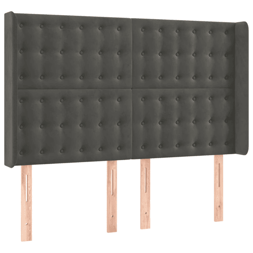vidaXL Cabeceira de cama c LED veludo 147x16x118128 cm cinza-escuro