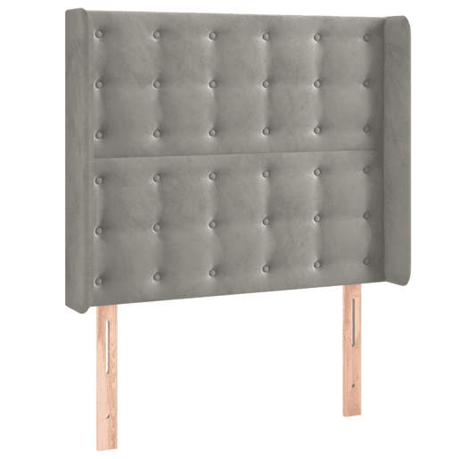 vidaXL Cabeceira cama c luzes LED veludo 103x16x118128cm cinza-claro vidaXL Cabeceira cama c luzes LED veludo 103x16x118128cm cinza-claro