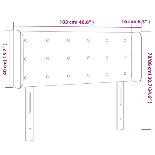 vidaXL Cabeceira cama c luzes LED veludo 103x16x7888 cm cinza-escuro