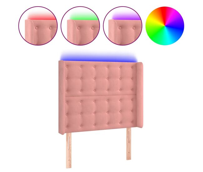 Vidaxl cabecero con led de terciopelo rosa 93x16x118/128 cm