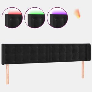 vidaXL Cabeceira de cama c luzes LED veludo 183x16x7888 cm preto