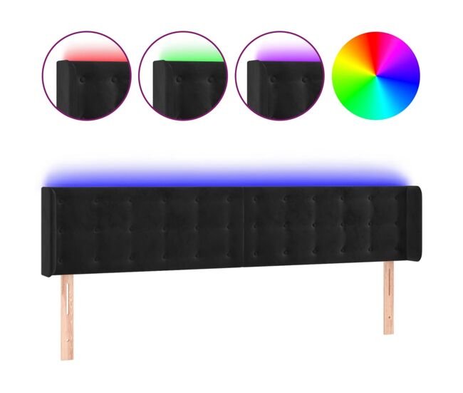 Vidaxl cabecero con led de terciopelo negro 183x16x78/88 cm