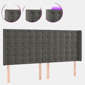 vidaXL Cabeceira de cama c LED veludo 203x16x118128 cm cinza-escuro