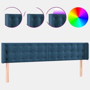 vidaXL Cabeceira cama c luzes LED veludo 163x16x7888 cm azul-escuro