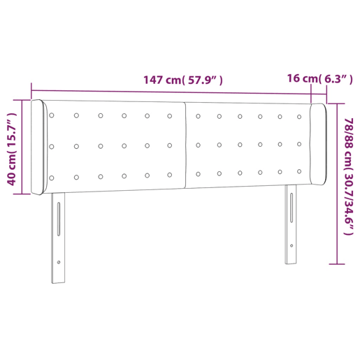 vidaXL Cabeceira de cama c luzes LED veludo 147x16x7888 cm rosa