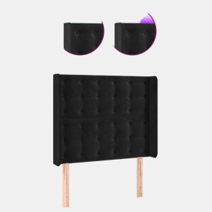 vidaXL Cabeceira de cama c luzes LED veludo 83x16x118128 cm preto