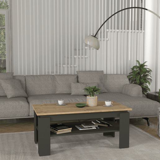 Mesa de centro Krirdfjos 110x60x47 cm AntraciteCarvalho safira en.casa
