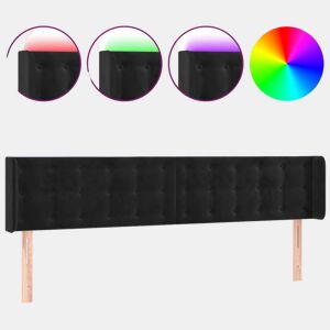 vidaXL Cabeceira de cama c luzes LED veludo 163x16x7888 cm preto