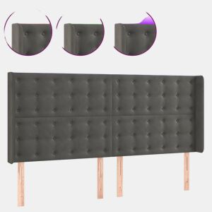 vidaXL Cabeceira de cama c LED veludo 163x16x118128 cm cinza-escuro