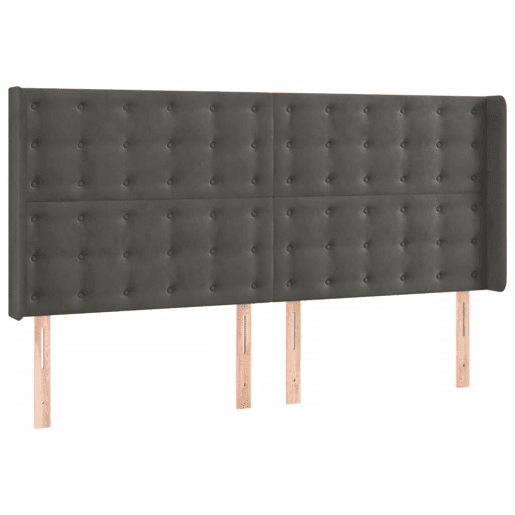 vidaXL Cabeceira de cama c LED veludo 163x16x118128 cm cinza-escuro
