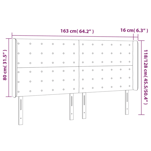 vidaXL Cabeceira de cama c LED veludo 163x16x118128 cm cinza-escuro