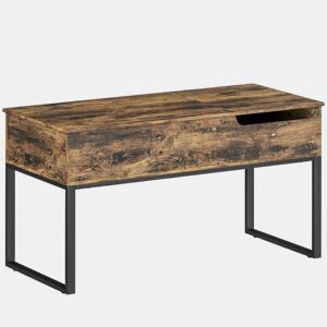 HOMCOM Mesa de Centro Elevatória Mesa de Café com Bancada Deslizante Fecho Suave e Espaço Oculto de Arrumação 100x45x67 cm Castanho Rústico