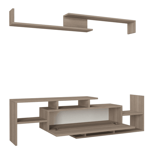 Mesa para TV Liksefte com prateleira de parede 154x28x42 cm aspeto carvalho en.casa